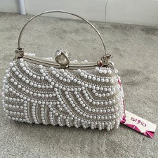 Stylo White Silver Clutch Bag