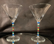 Vintage Pair Of Very Large Martini Glasses  7 7/8 inch 20cms h Hand Blown
