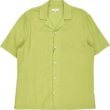 Moss Acid Green Linen Cuban Shirt