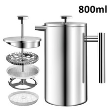 Coffee Maker Double Walled Insulated French Press Cafetiere Stainless Steel Pot*