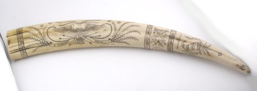 Vintage carved faux scrimshaw - carved,