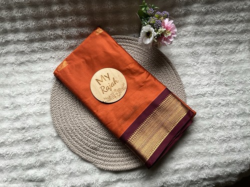 Rust orange korvai - rust, silk