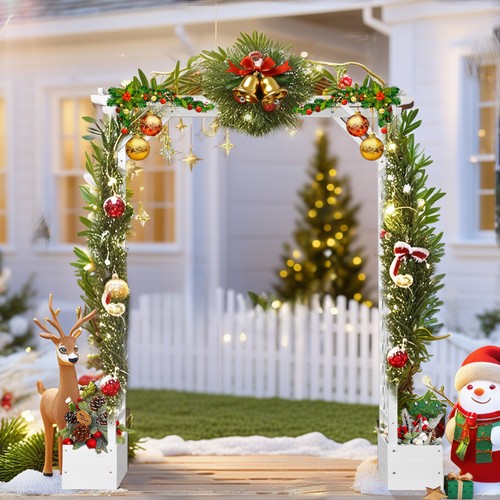 Wooden arch arbor planter - arbor,