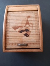 Vintage Chinese Wooden Cigarette Dispenser20th Century Tambour Opening Mechanism
