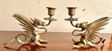 PAIR OF GOTHIC BRASS CANDLE STICKS 