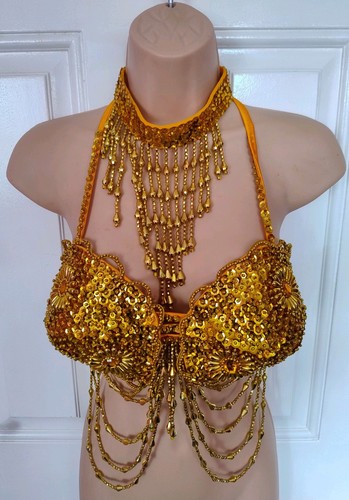 Gold sequined belly dance - belly, bra