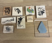 9 Christmas Wooden Rubber Craft Stamp Bundle Penny Black Inkadinkado Create It
