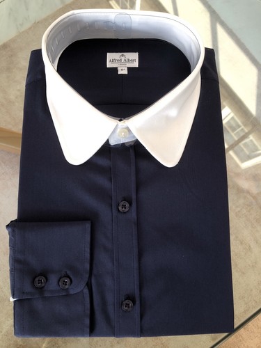 Navy blue round collared shirt - navy,