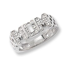 Mum Ring 925 Sterling Silver Ladies with Cultured Cubic Zirconia/CZ