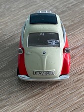Tiny BMW car model red/cream