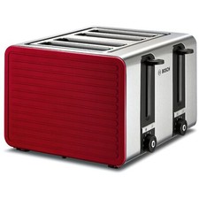 Bosch Silicone 4-Slice Stainless Steel Toaster 1800W Red TAT7S44GB