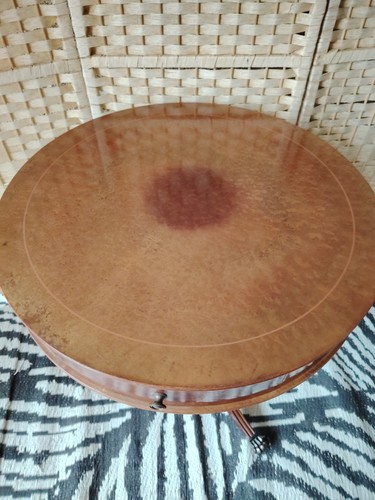 Yew wood drum table - ,
