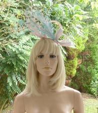 Light pink aqua fascinator - light, pink/aqua