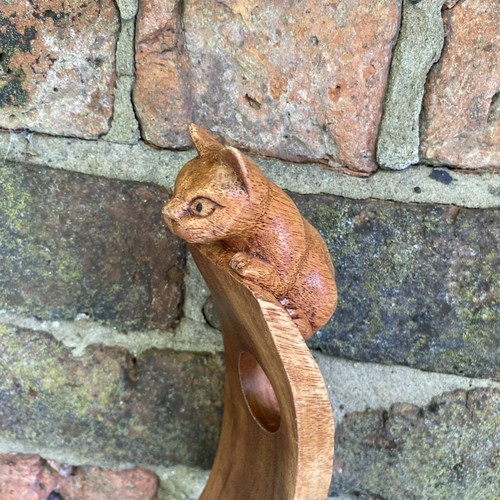 Hand carved wooden cat - carved,