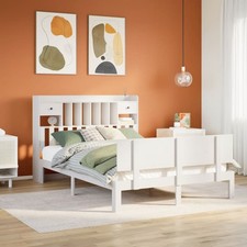Bookcase Bed White Solid