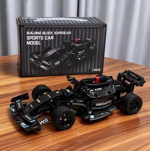 Building block race car black - block,
