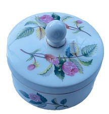 VINTAGE WEDGWOOD HATHAWAY ROSE LIDDED TRINKET DISH BOX POT VGC Floral Ceramic