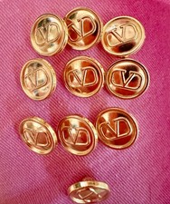 10 Gold VALENTINO Buttons 15mm Metal Luxe shiny Fab condition Iconic V logo