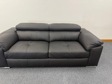 Home Valencia leather 3 seater sofa - black