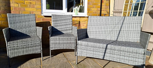 Grey rattan wicker metal - &, 3pc