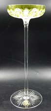 19th Century French Baccarat CZAR Tall Champagne Green Cut Crystal Gold Monogram