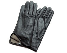 Real Leather Driving Police Soft Black Gloves with Wool Lining - Medium size