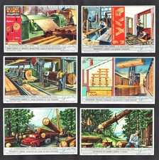 Trees & Forestry Cards Set Liebig 1953 Timber Wood Logging Sawmill Lathe Lumber