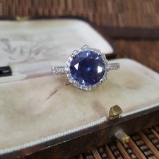 Tova Diamonique 925 Sterling Silver Ring, Simulated Tanzanite, Size U US 10