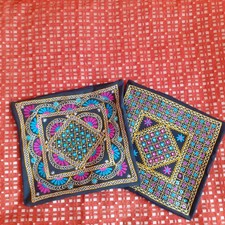 Vintage Pair Hand Embroidered