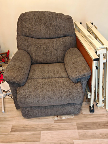 Grey upholstered recliner - upholstered,