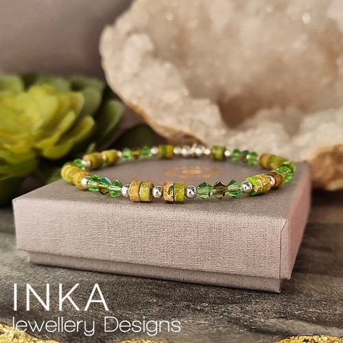 925 sterling silver bead - bead, green
