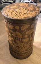 Large Liberty & Co. Arts & Crafts Tooled Leather Embossed Hat / Storage Box