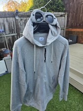 CP Company Grey Full Zip Goggle Hoodie  - Size L