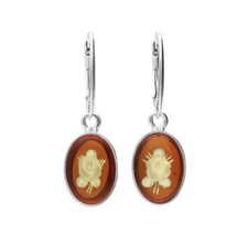 Engraved Cameo Rose Amber Drop