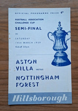 1959 - Aston Villa v Nottingham Forest, FA Cup Semi-Final Match Programme