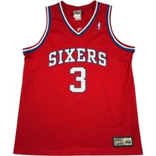 Majestic Philadelphia 76ers Sixers NBA Jersey Men's XL Iverson #3 Vintage Red