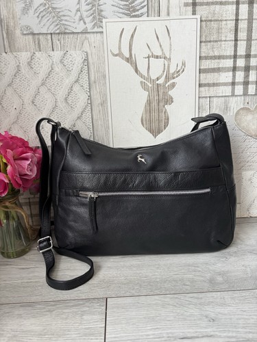 Ashwood black leather shoulder - black,