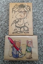 Wooden Rubber Stamps - Mouse Themed - Get Well