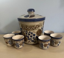 Vintage West German Bay Keramik, Punch Bowl With Cups