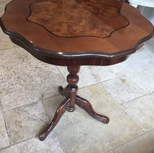 Vintage Mahogany Inlaid Burr Wood Wine Occasional Wine/ Side/ Lamp Table