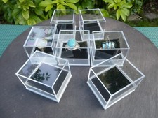 24 Clear Plastic Lid Jewellery Ring Display Boxes Black Pads White Or Black Base
