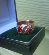 Gold Garnet SNAKE Ring  9ct
