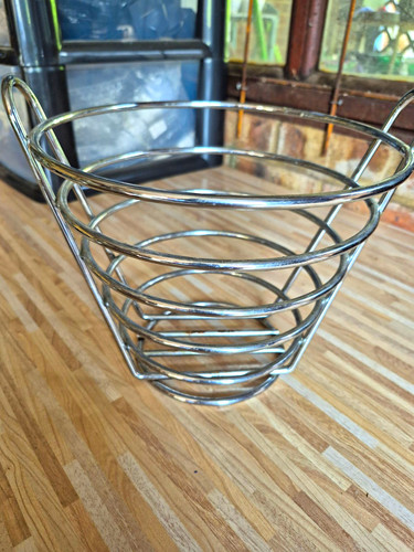 Silver metal fruit bowl - metal,