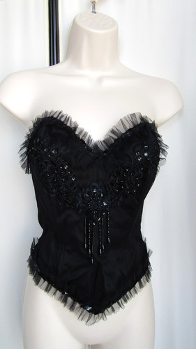 Black corset sequin bodice - corset,