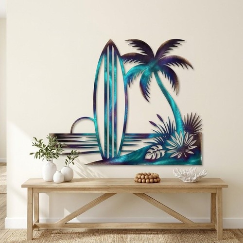 Surfboard palm tree - surfboard, metal
