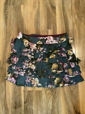 Joules Size 12 Green Floral Design Layered Look Skirt 