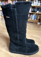EMU AUSTRALIA MOONTA BLACK SUEDE SHEEPSKIN WATERPROOF HIGH BOOTS SIZE 7