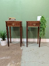 Vintage Pair Of Mahogany Tall End Tables Wine Hall  With Drawers Georgian Style