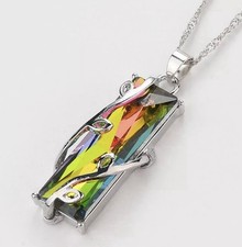  925 Sterling Silver Rainbow Mystical Fire Topaz Fashion 1.5" Necklace