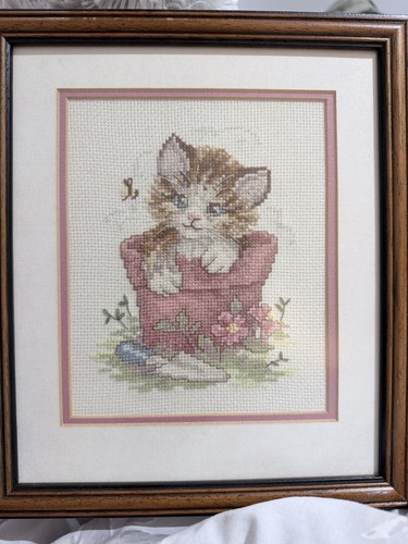 Framed finished needlepoint - framed,